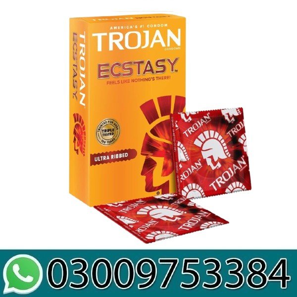Trojan Ultra Ribbed Ecstasy Lubricated Condoms Value Pack 26 in Pakistan