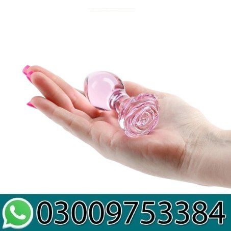 Pink Crystal Heart Glass Butt Plug Anal Trainer In Pakistan
